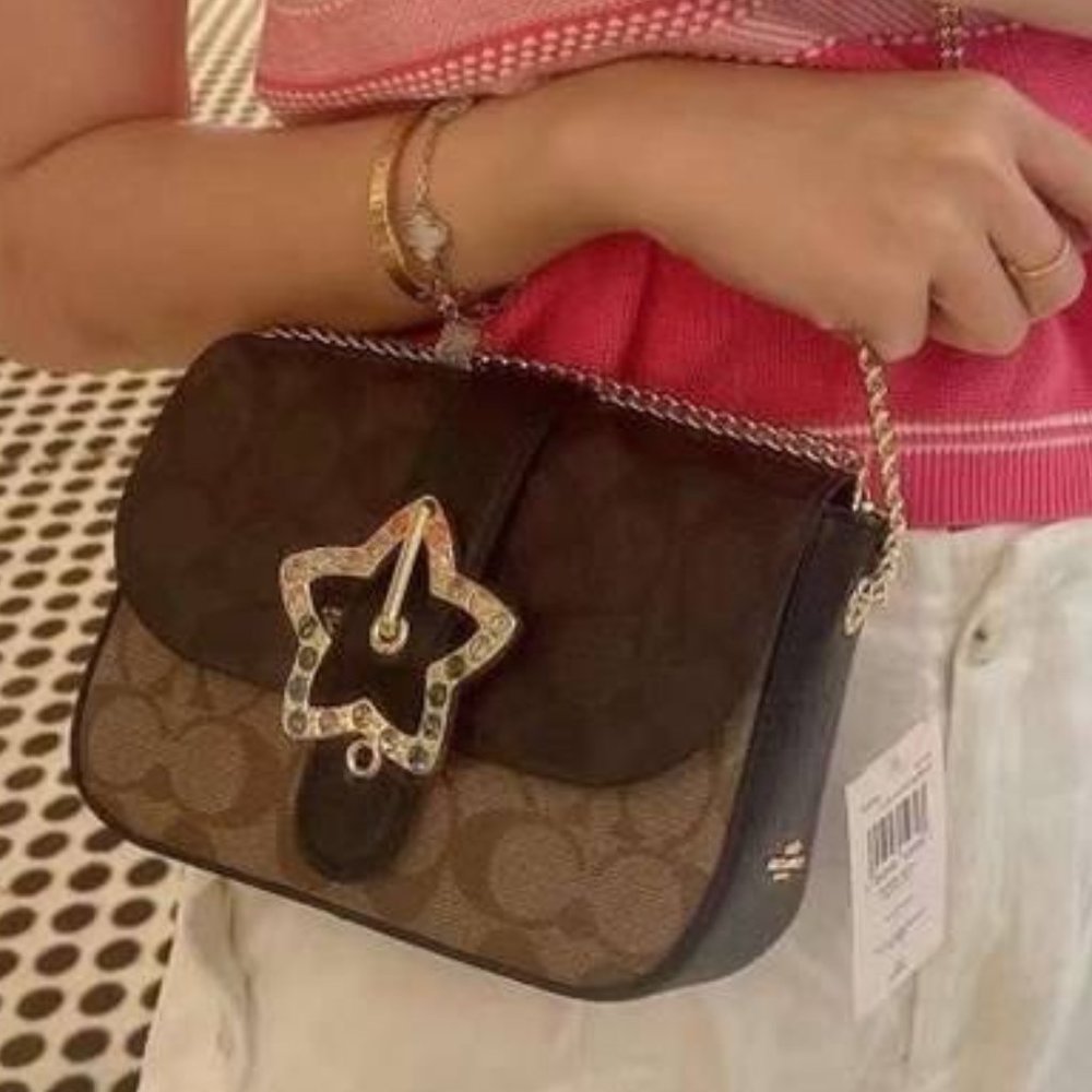 NWT COACH C7013 Gemma Crossbody In Blocked Signature Canvas With Star Buckle - Picture 15 of 16